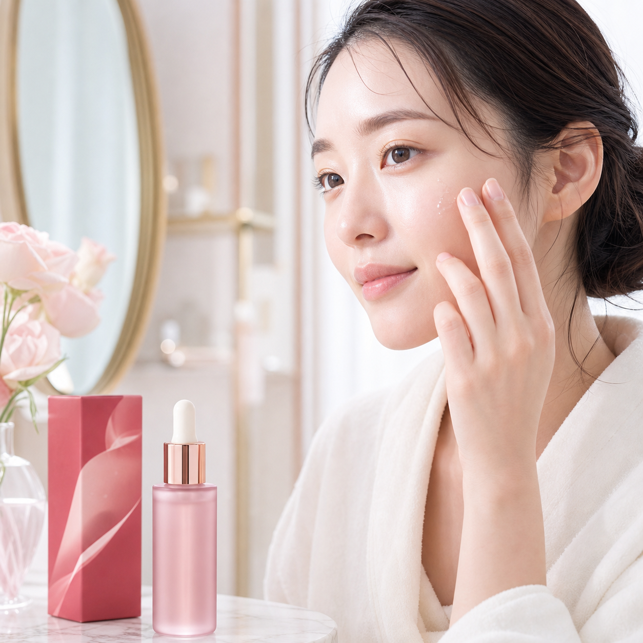 美容液を肌になじませる使用イメージ